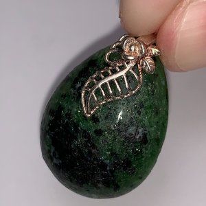 Ruby Zoisite Teardrop Pendant with Leaf Bail